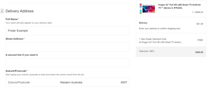 Customer Details page of Kogan
