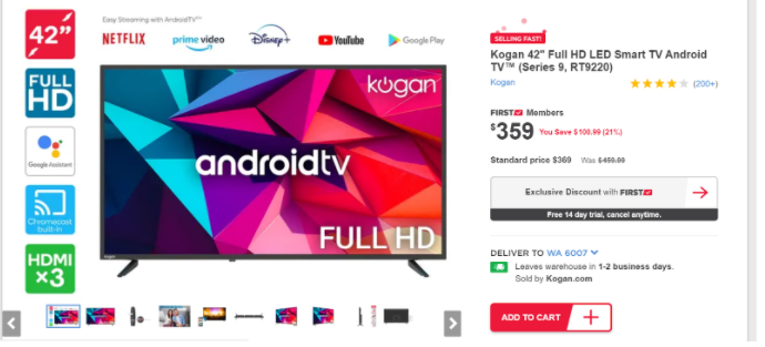 Product Page of Kogan