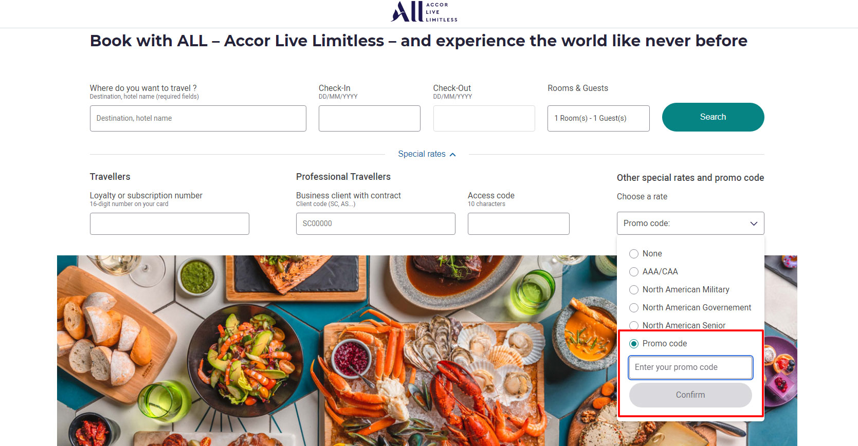 How to enter Accor promo code