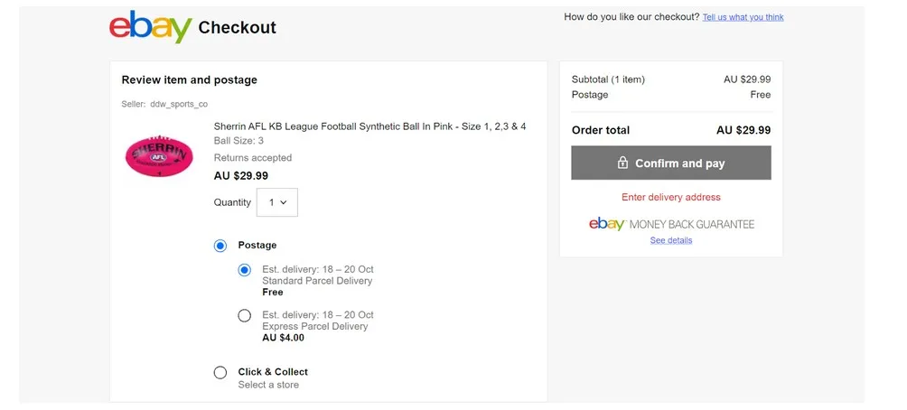 Image: Supplied Step 4 of ordering at eBay