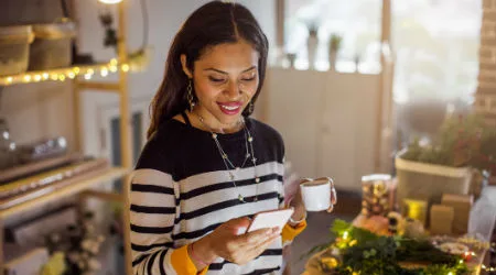 Woman shopping on phone