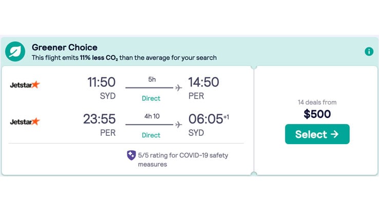 Jetstar fare screenshot