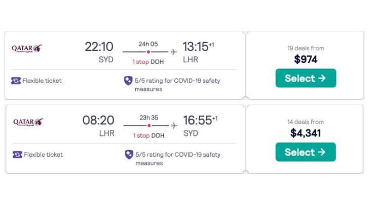 Qatar fare screenshots