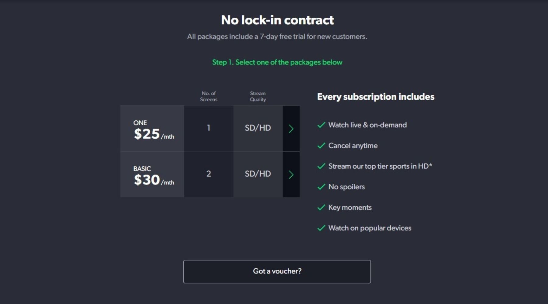 Kayo Sports sign up step 2