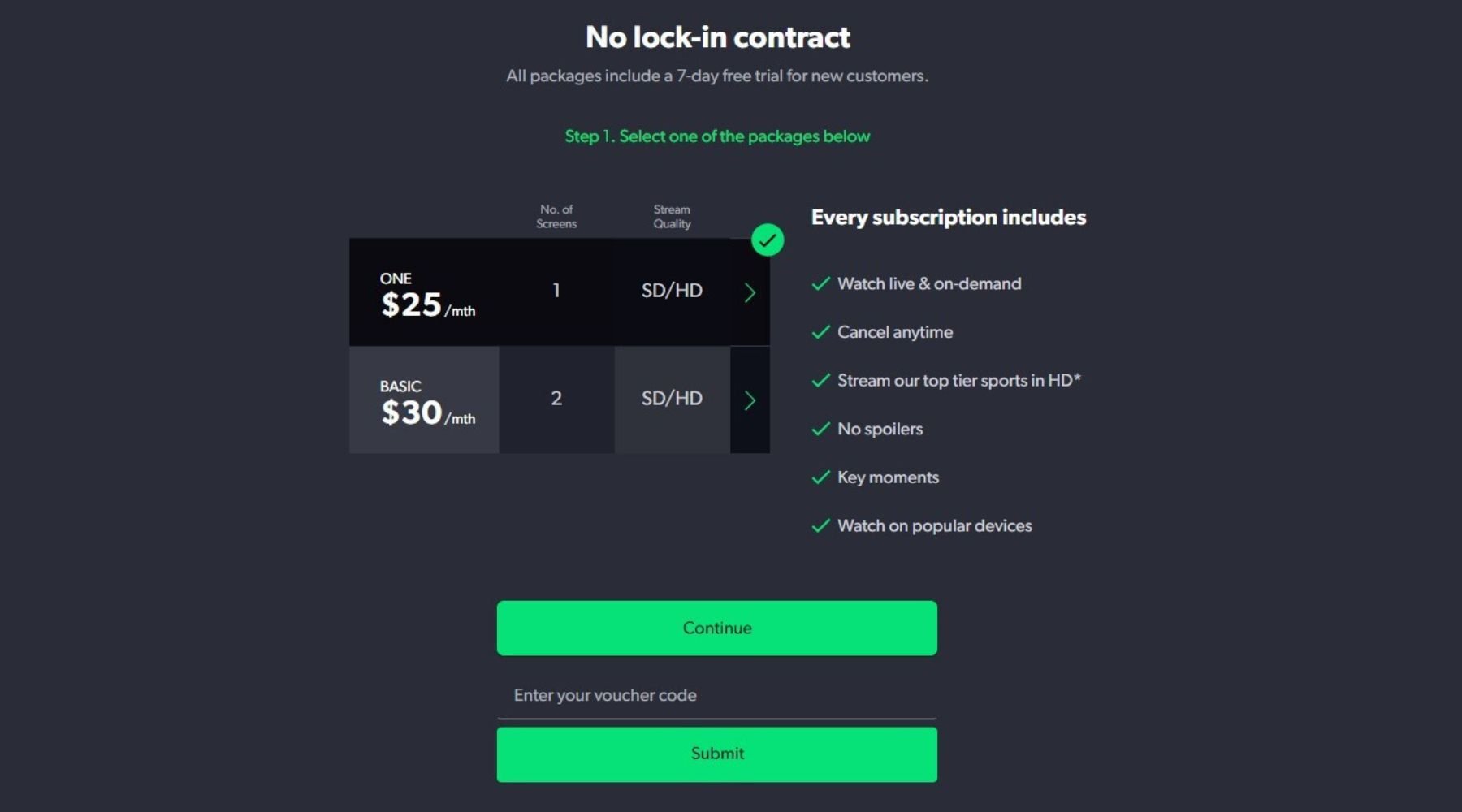 Kayo Sports sign up step 4