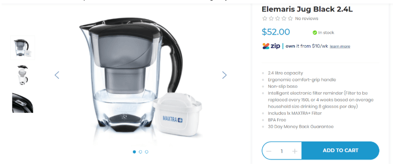 Product page of Elamaris jug Image: Screenshot
