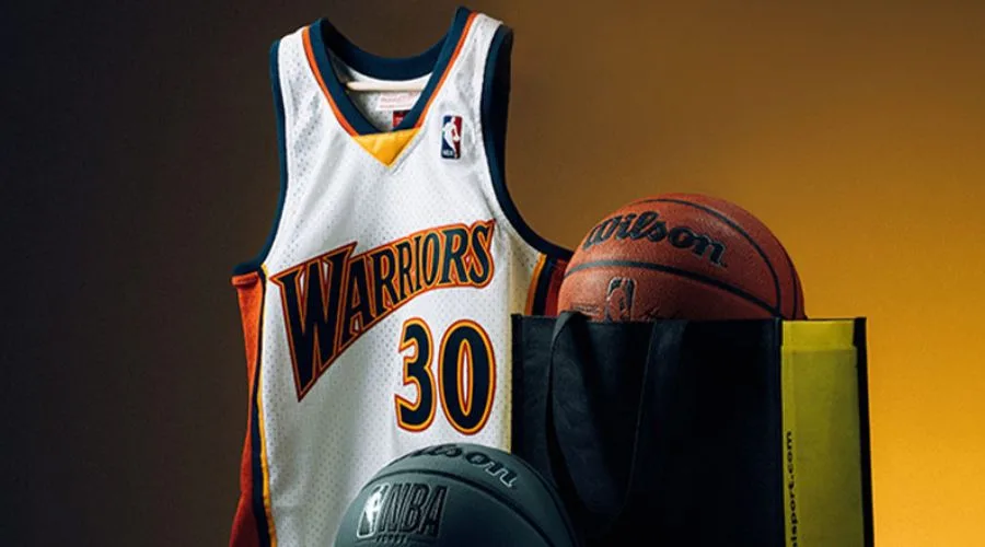 NBA Warriors jersey and basketball