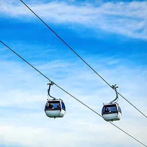 Cable cars on a clear day