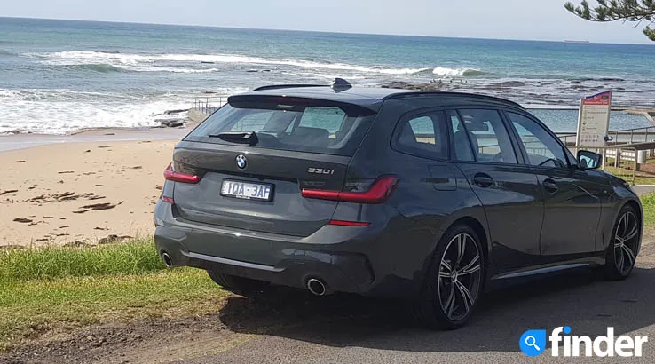 BMW 330i Touring Parked by beach