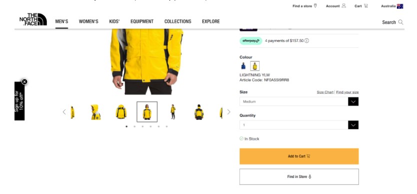 Step 1 of The North Face