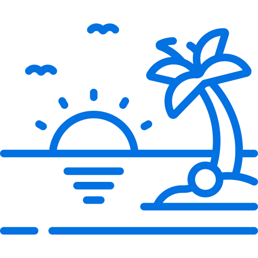 Palm tree and sunset icon