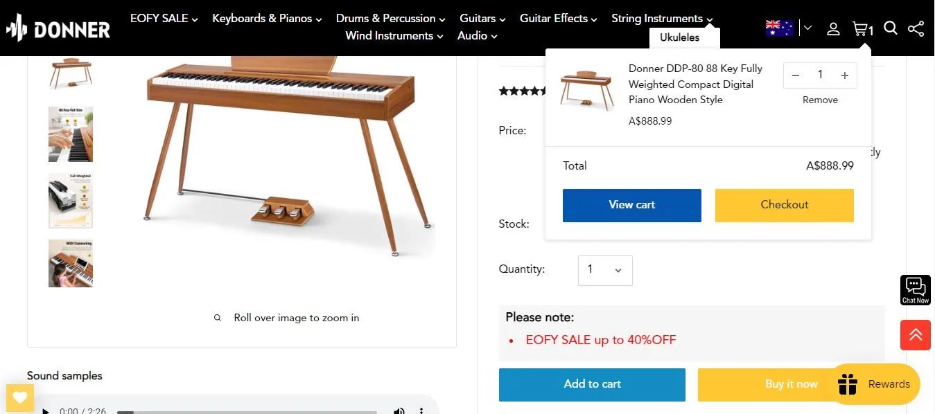 Donner View cart page