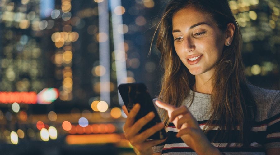 woman using her phone