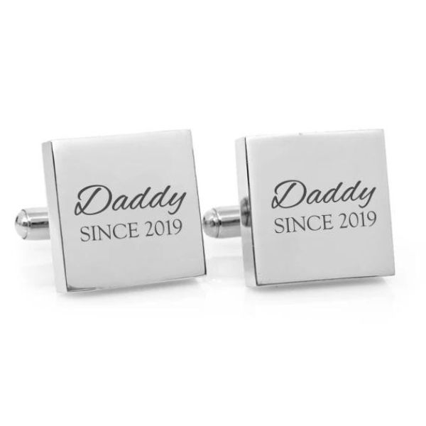 'Daddy since:' personalised square cufflinks