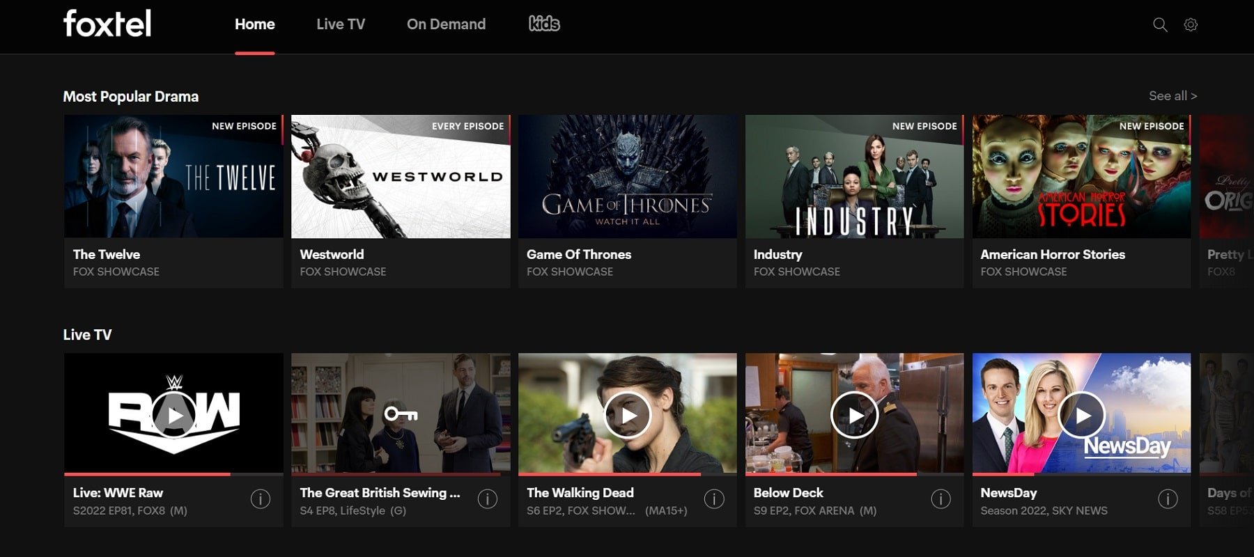 Foxtel Now content