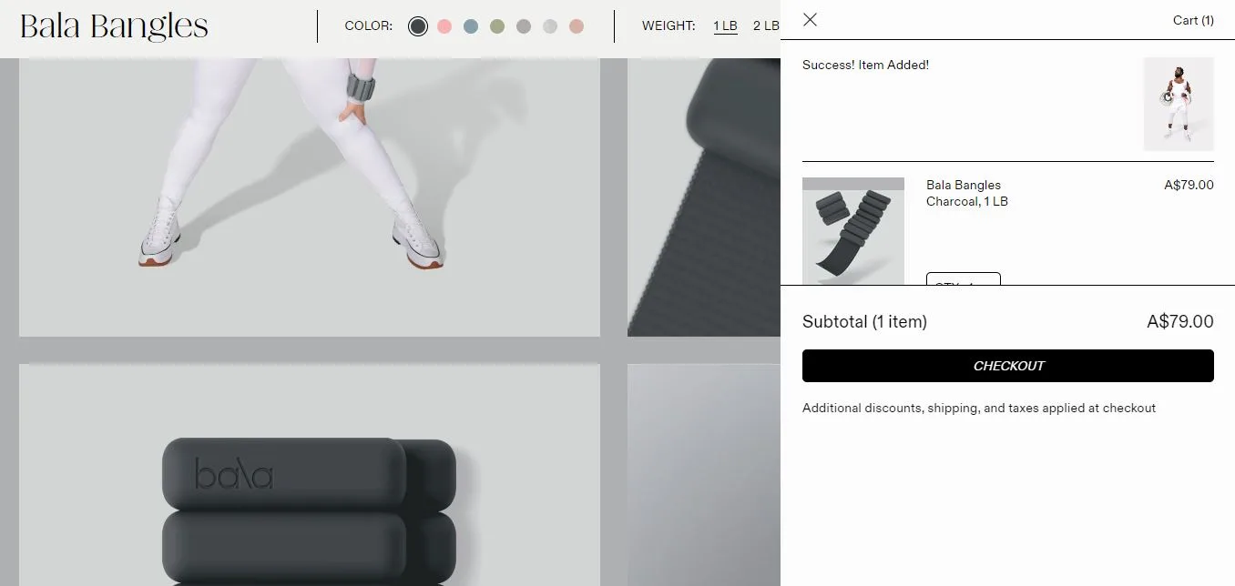 How to use Bala discount code step 2