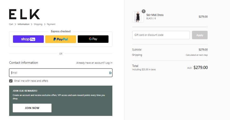 Elk how to apply discount code step 3