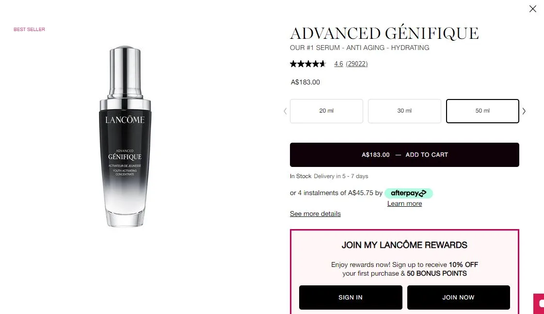 How to use Lancome promo code step 1