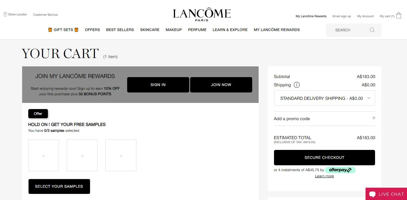 How to use Lancome promo code step 3