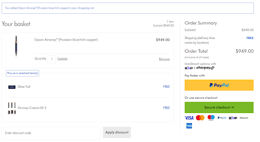 How to apply your coupon code for Dyson Airwrap.