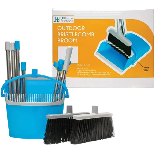 BristleComb Outdoor Broom and Dustpan Set