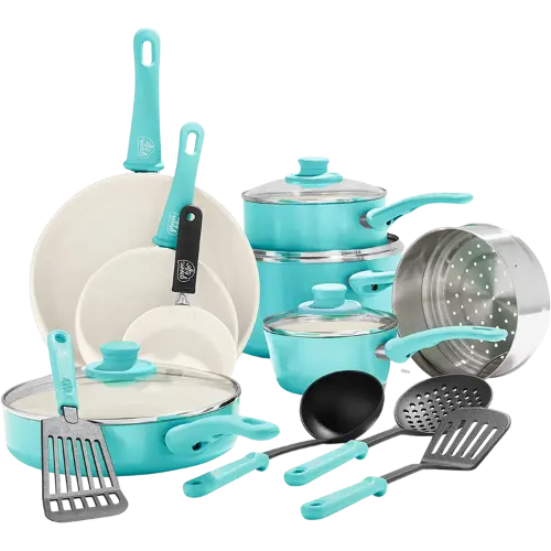 GreenLife Soft Grip 16pc Ceramic Non-Stick Cookware Set