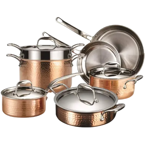 Lagostina Martellata Tri-ply Hammered Copper Cookware Set