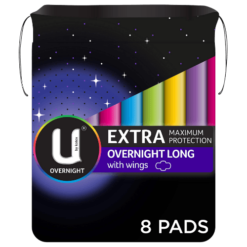 U By Kotex Extra Overnight Long Pads with Wings