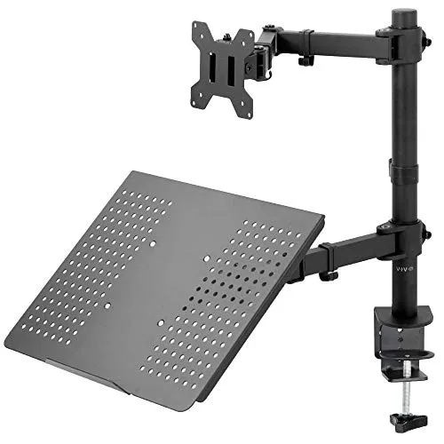 VIVO Black Fully Adjustable Monitor and Laptop Desk Mount Combo