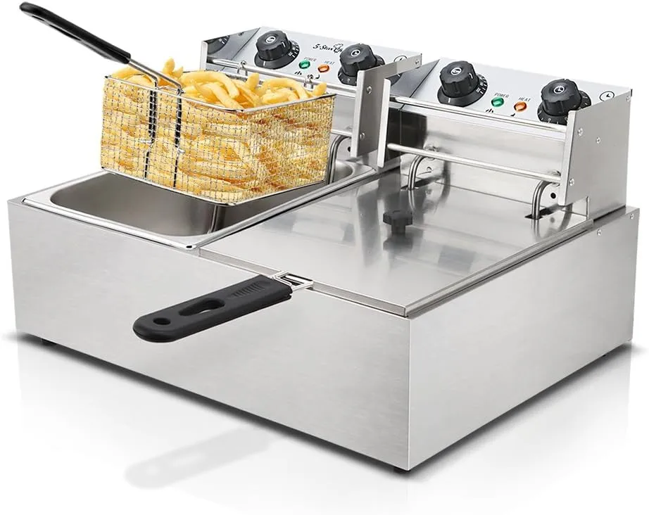 Devanti Commercial Electric Deep Fryer with Twin Frying Baskets